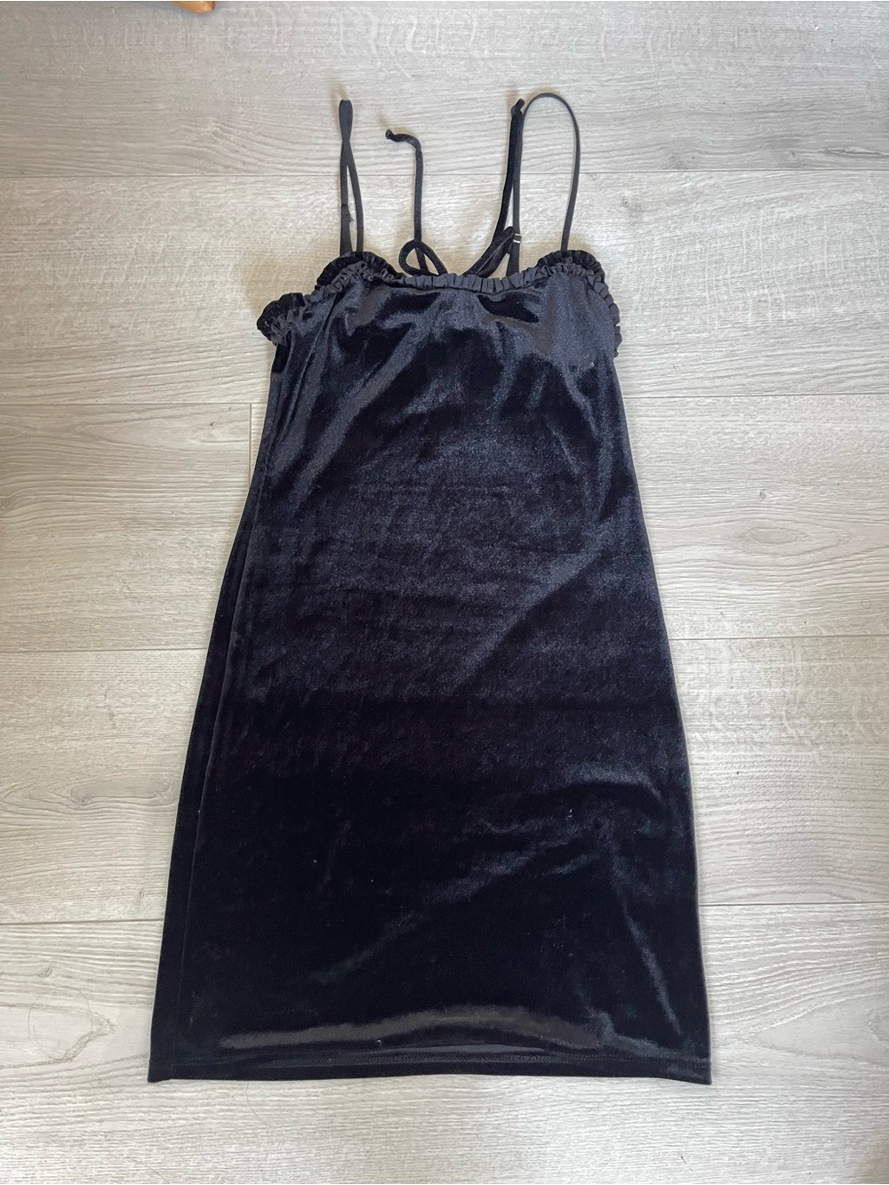 Black Velvet Spaghetti Strap mini dress